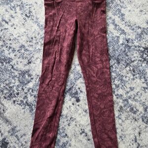 Athleta Maroon Textured Tights